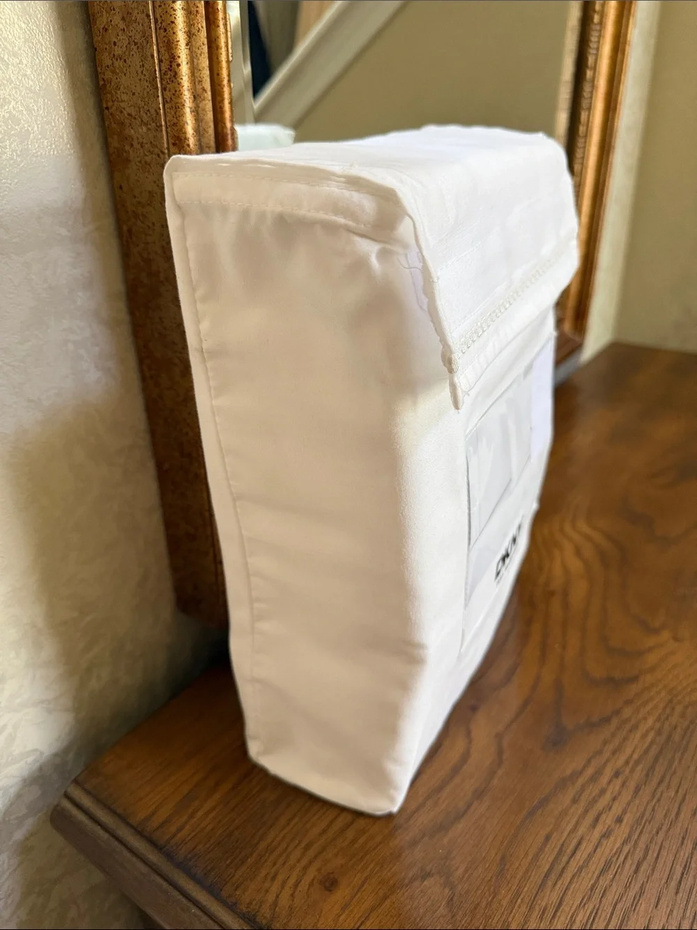 DKNY White Full Sheet Set with Decorative Stitching.